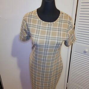 Suzy Shier Tan and Black Plaid Dress